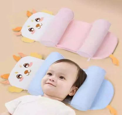 Baby Adjustable Sleeping Pillow Cushion | Newborn Head Support Soft Mattress | Anti-Flat Head Baby Bed (Pink Cartoon Design)