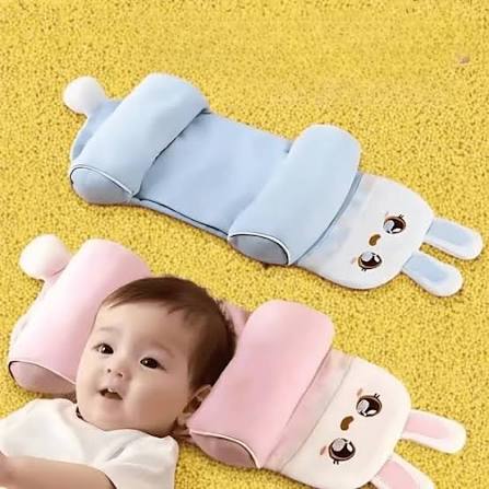 Baby Adjustable Sleeping Pillow Cushion | Newborn Head Support Soft Mattress | Anti-Flat Head Baby Bed (Pink Cartoon Design)